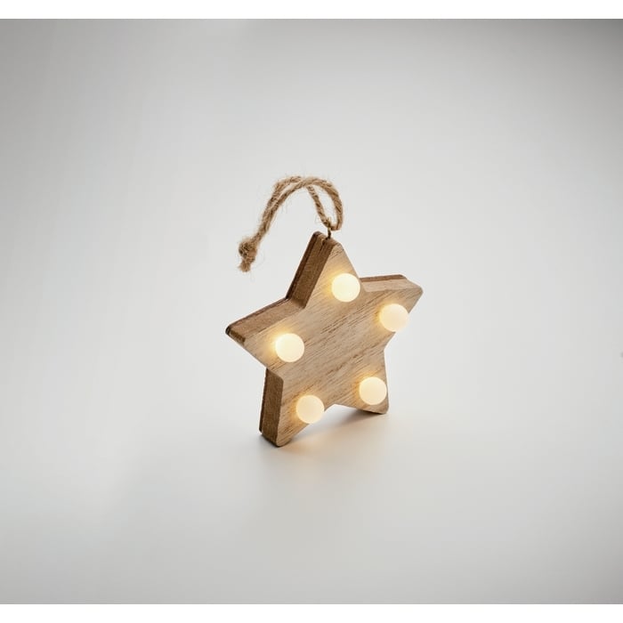 Houten ster met lichtjes sample