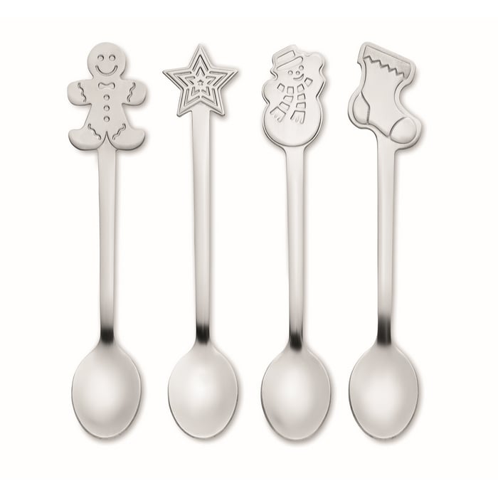 Set van 4 kerst theelepeltjes bedrukken