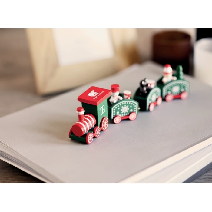 Houten decoratie kersttrein sample