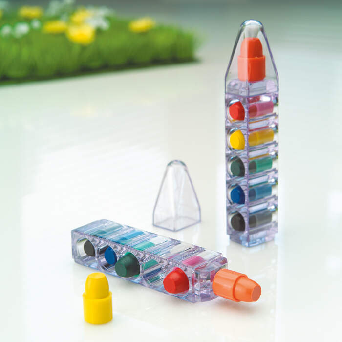 Set met 6 waskrijtjes bedrukt