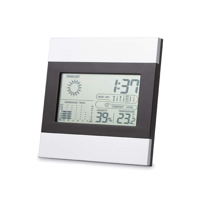 Weerstation en klok zilver 2 kleuren tp 13319