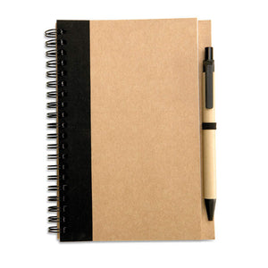 Notitieblok en balpen zwart 3 kleuren tp 8343