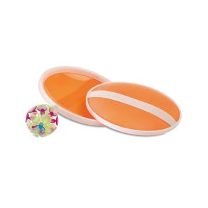 Balspelletje met zuignappen in blauw en oranje bedrukken