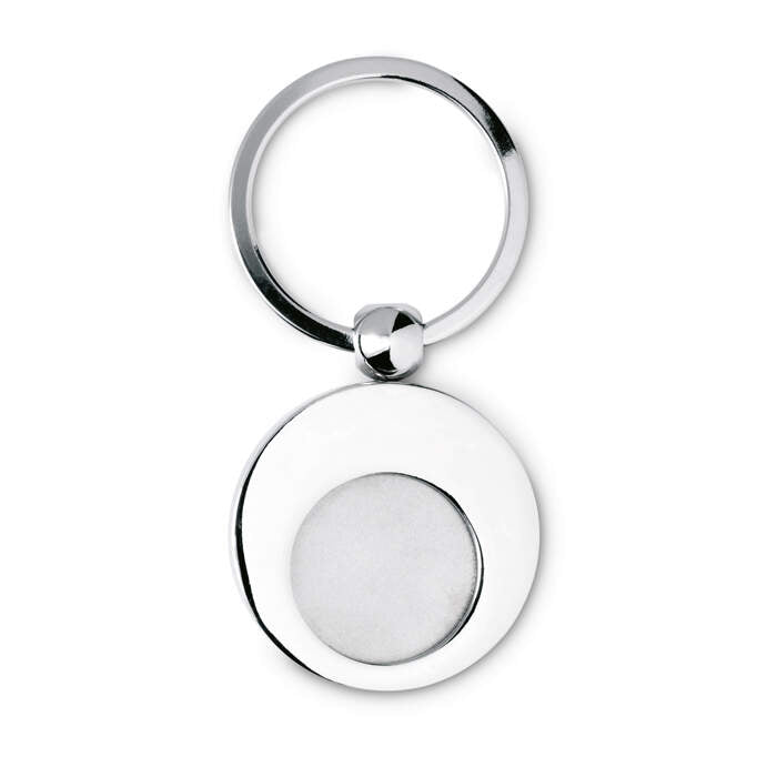 Sleutelhanger met munt in blauw en zilver bedrukken