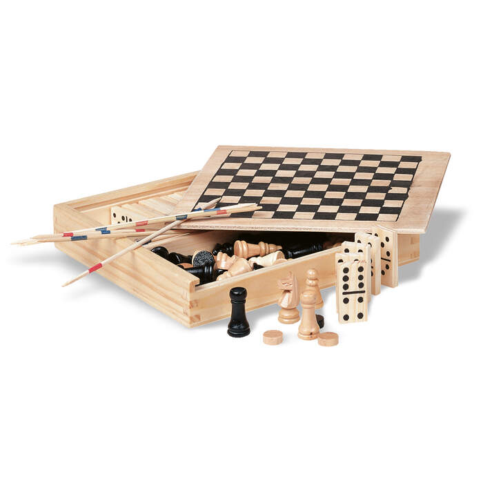 4 spelletjes in houten doos bedrukken