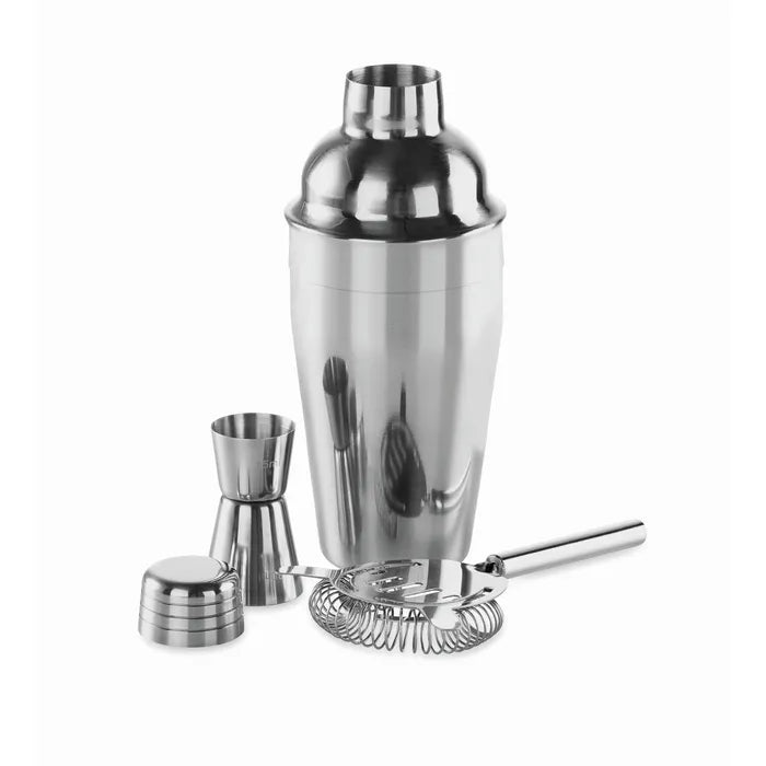 Chroomkleurige cocktailset FIZZ  met opdruk
