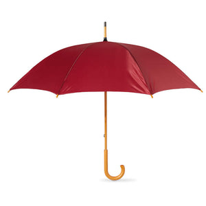 Paraplu met houten handvat bordeauxrood 1 kleur tr 9102