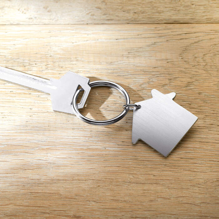 Metalen sleutelhanger huis bedrukken