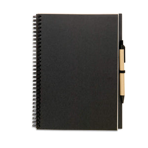 Notitieblok en balpen zwart 2 kleuren tp 8342