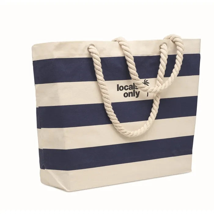 Katoenen strandtas HEAVEN STRIPE  met opdruk