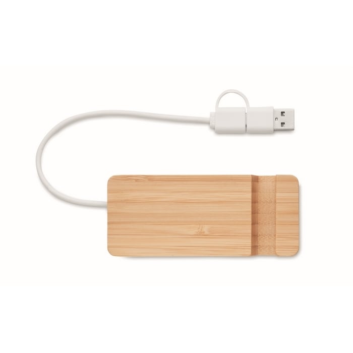 Bamboe USB hub 4 poorten sample