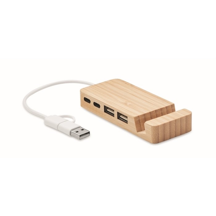 Bamboe USB hub 4 poorten 1277