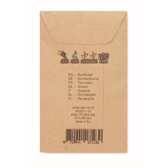 Zonnebloemzaadjes in envelop sample