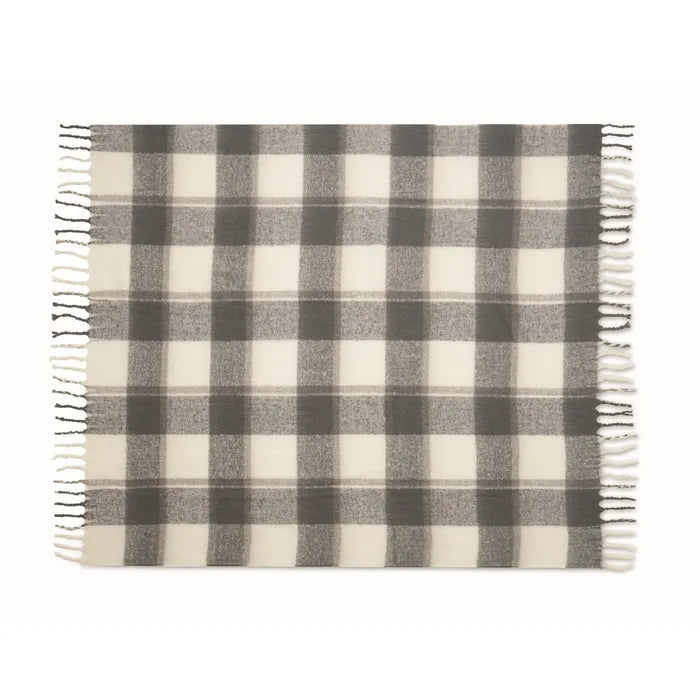 Geruite mohair deken QUET  met opdruk