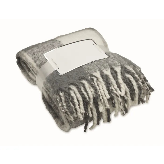 Geruite mohair deken QUET bedrukken