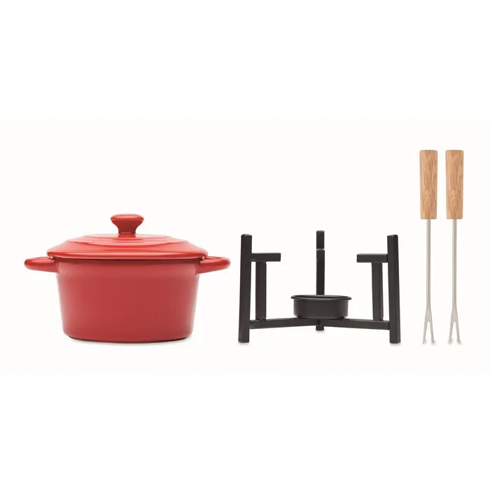 Keramische fondueset  BIG KASE  met opdruk