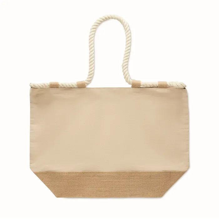 Strandtas canvas/jute MAKENKE  met opdruk