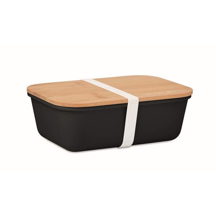 Lunchbox met bamboe deksel zwart 3 kleuren zd 7284