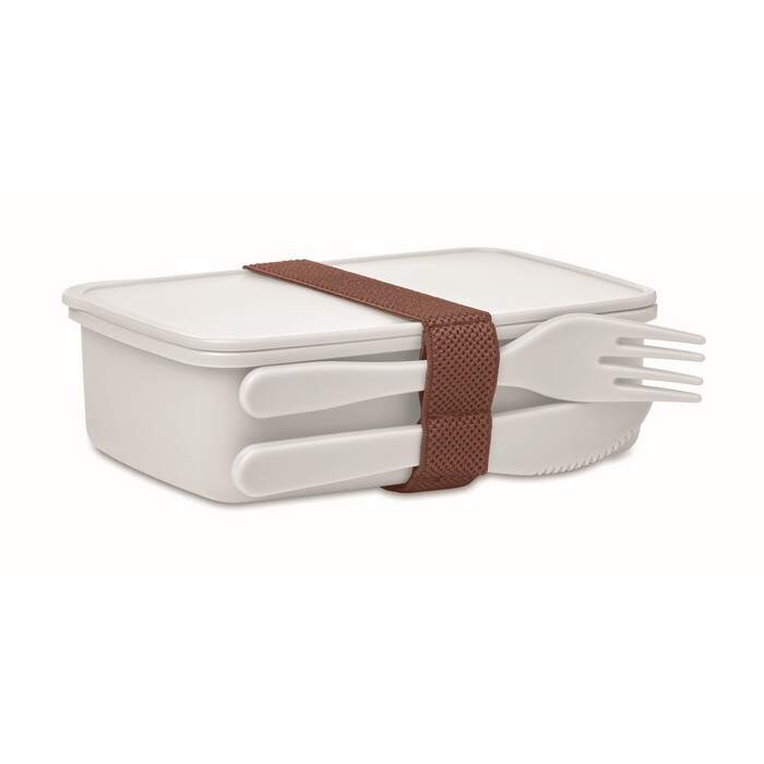 Lunchbox met bestek wit 1 kleur tp 7292