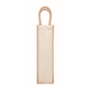 Jute wijntas voor 1 fles beige 2 kleuren zd 5685