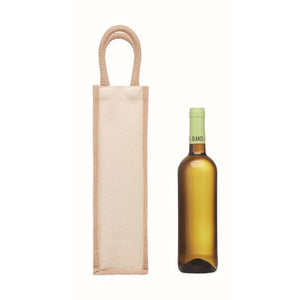 Jute wijntas voor 1 fles beige 3 kleuren zd 5686