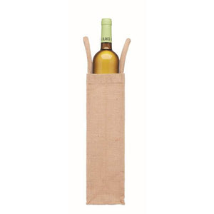 Jute wijntas voor 1 fles beige 4 kleuren zd 5687