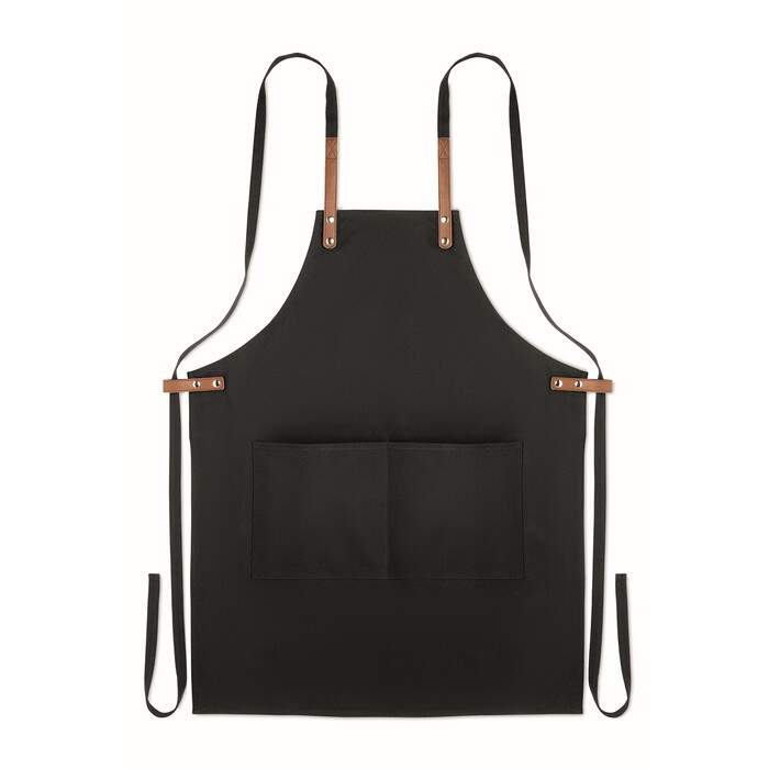 Schort organisch katoen zwart 1 kleur td 10931