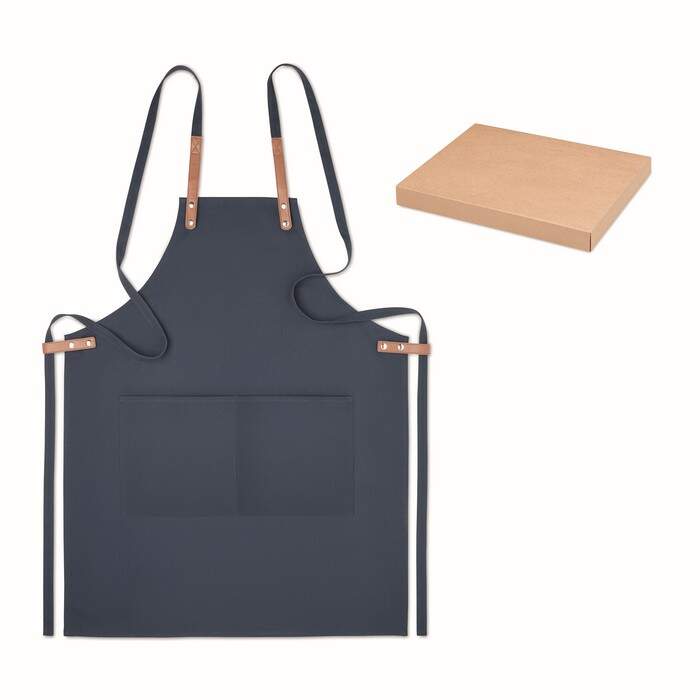 Schort organisch katoen blauw 2 kleuren zd 10923