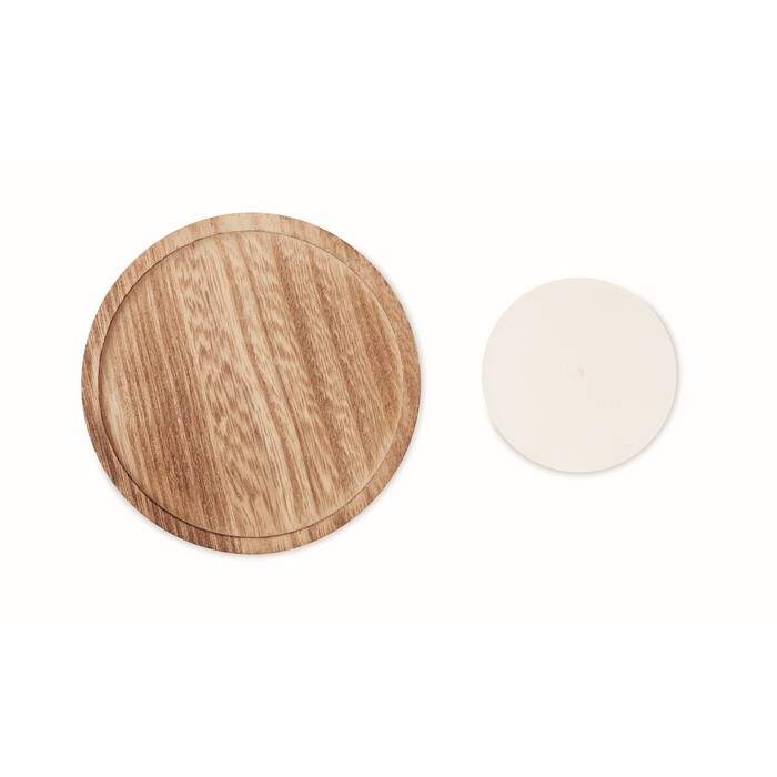 Kaars met ronde houten basis hout onbedrukt 5694