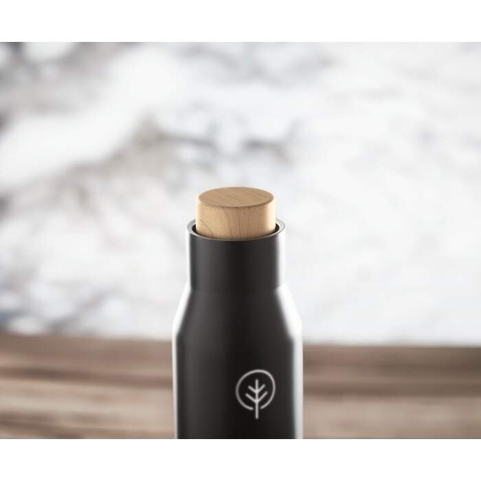 Dubbelwandige thermosfles 500ML zwart Graveren 3443