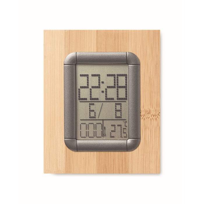 Bamboe pennenbak met LCD klok hout 3 kleuren tp 1250