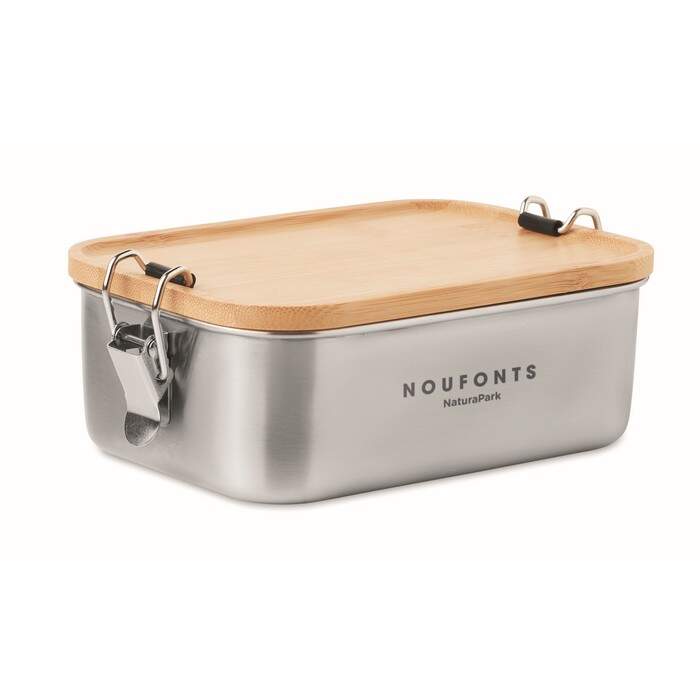RVS lunchbox 750ML hout onbedrukt 10600