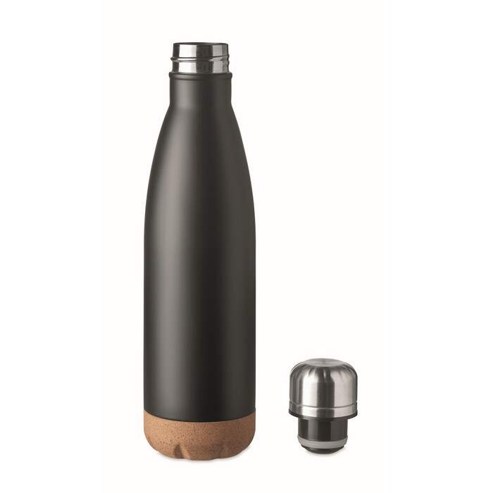 Dubbelwandige fles 600 ml zwart onbedrukt 3370