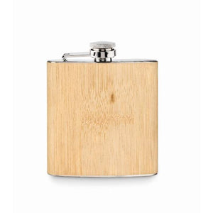 Platte bamboe heupfles 175ml HIPHIP beige Graveren 9409