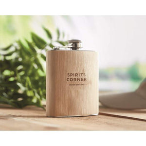 Platte bamboe heupfles 175ml HIPHIP beige 2 kleuren tp 9406