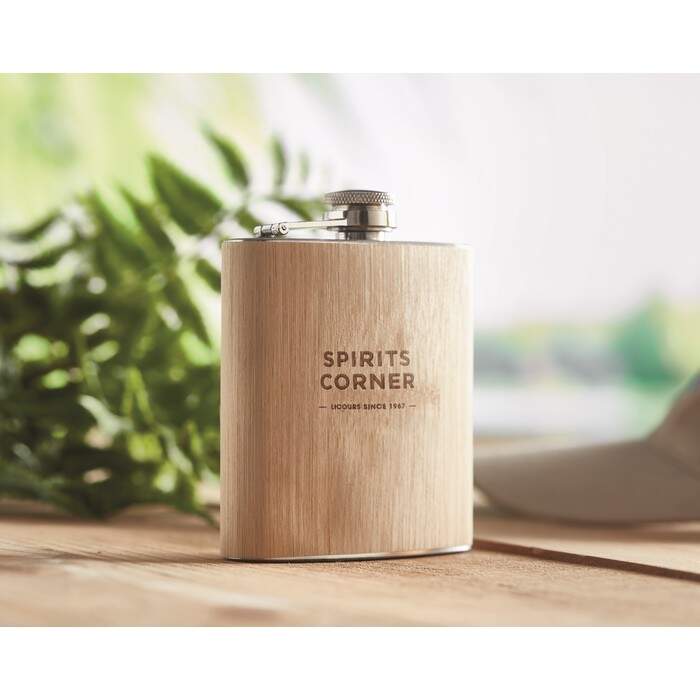 Platte bamboe heupfles 175ml HIPHIP sample
