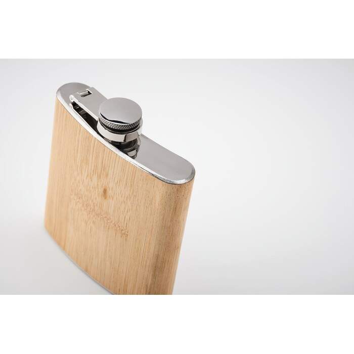 Platte bamboe heupfles 175ml HIPHIP sample