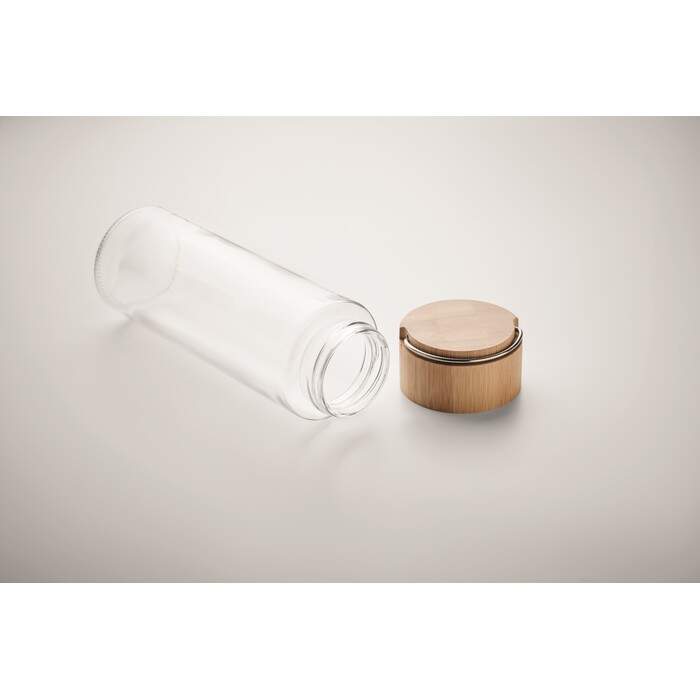 Glazen fles 500ml bamboe dop AMELAND sample
