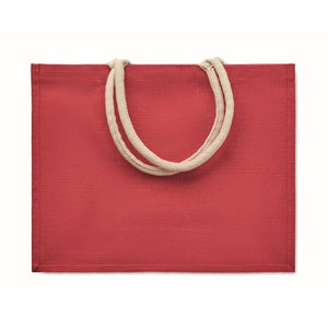 Jute tas met katoenen hengsels AURA turquoise Full colour 5677