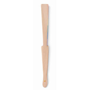 Houten regenboog handwaaier BOWFAN meerkleurig Graveren 5301