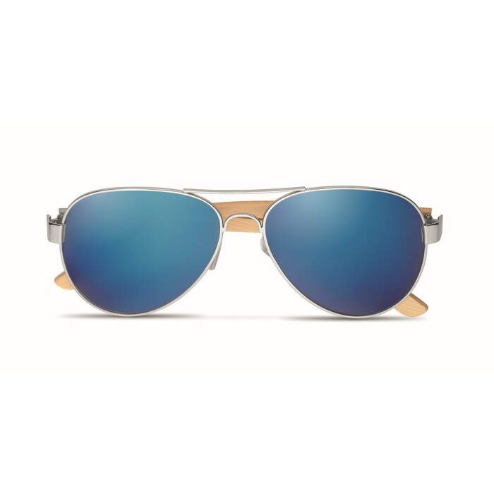 Bamboe zonnebril met hoesje HONIARA blauw 3 kleuren tp 1296