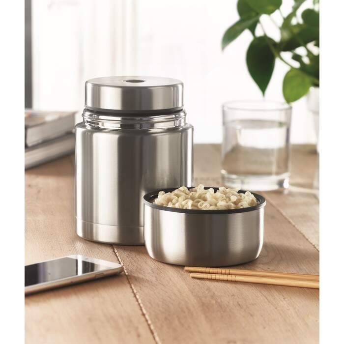 Dubbelwandige voedselcontainer CHINIWA zilver onbedrukt 3473