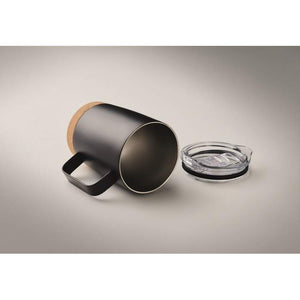 Dubbelwandige drinkbeker 300ml RUBY zwart Graveren 3286