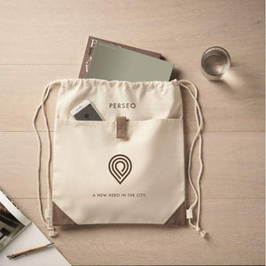 Trekkoord rugzak PANDA BAG beige 2 kleuren zd 12637