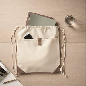 Trekkoord rugzak PANDA BAG beige onbedrukt 12640