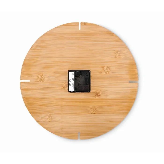 Ronde bamboe wandklok ESFERE  met opdruk