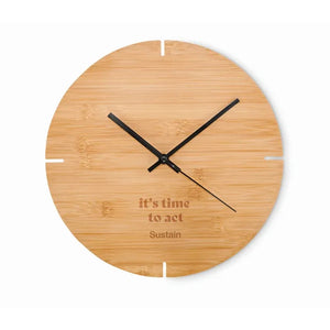 Ronde bamboe wandklok ESFERE bedrukken