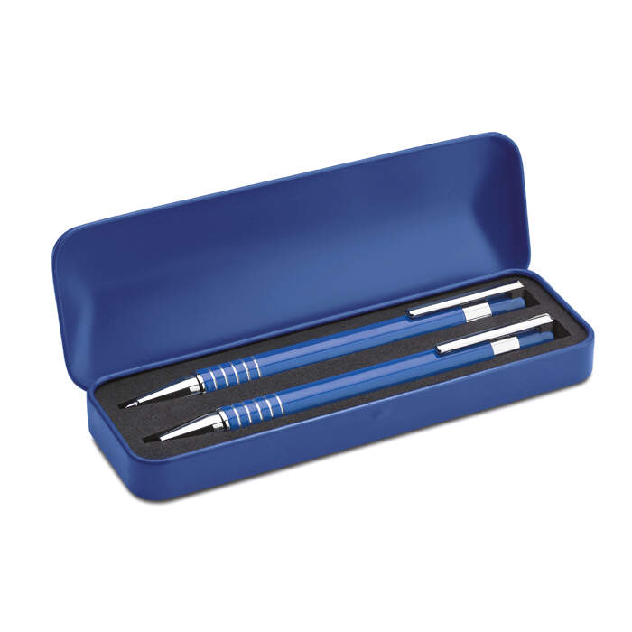 Aluminium schrijfset blauw 2 kleuren tp 634