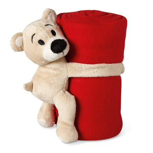 Fleece deken met beer blauw 2 kleuren tr 3794