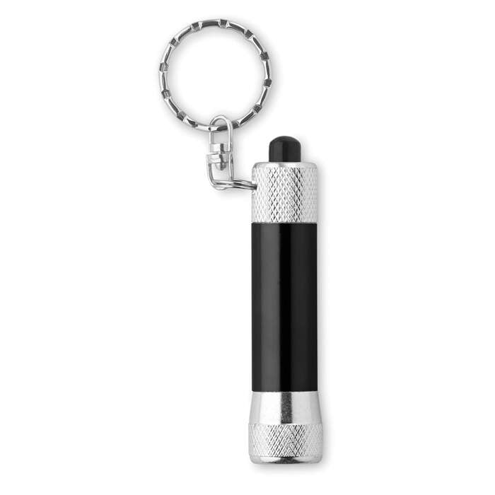 Sleutelhanger met zaklampje ARIZO zwart 3 kleuren tp 11469
